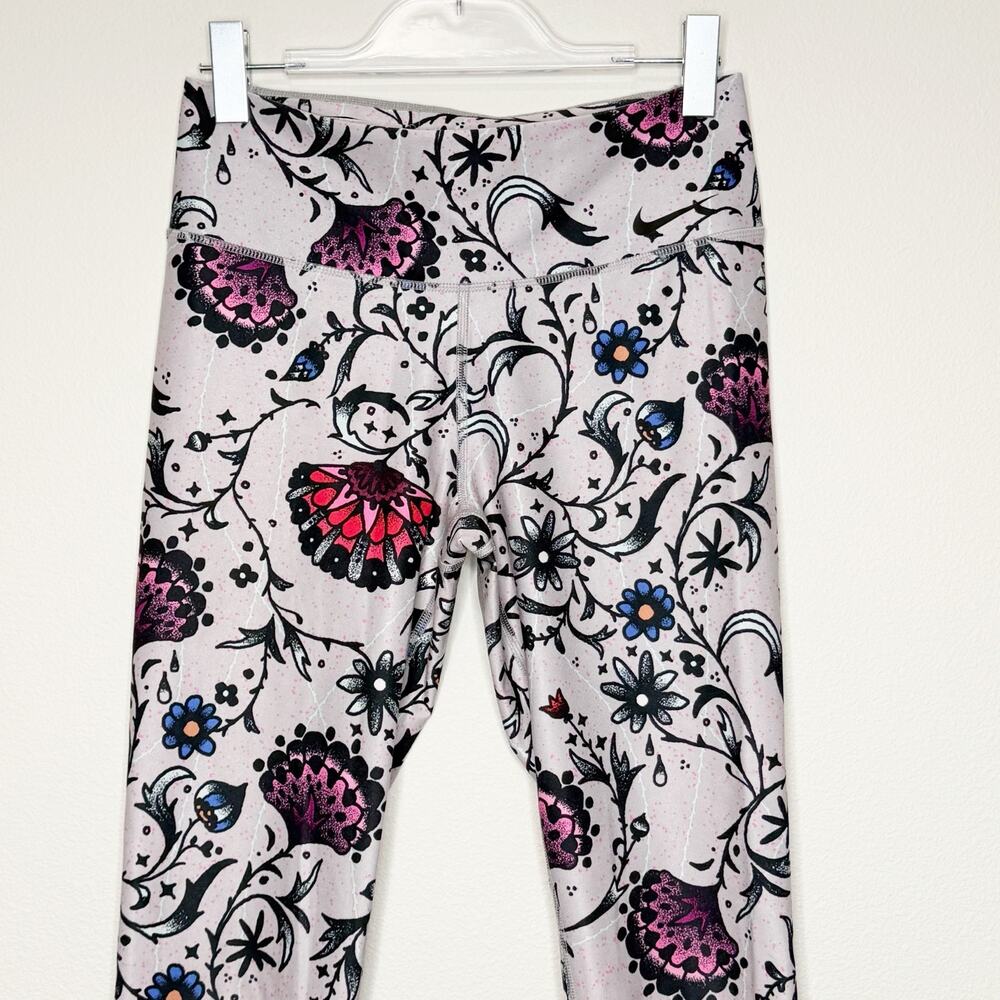 NIKE Dri-FIT Power Legend Tight Leggings High Waisted Floral Print Womens Size M - Picture 4 of 10